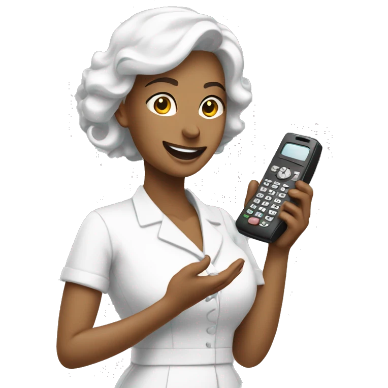 manager in white dress recieving telephone emoji