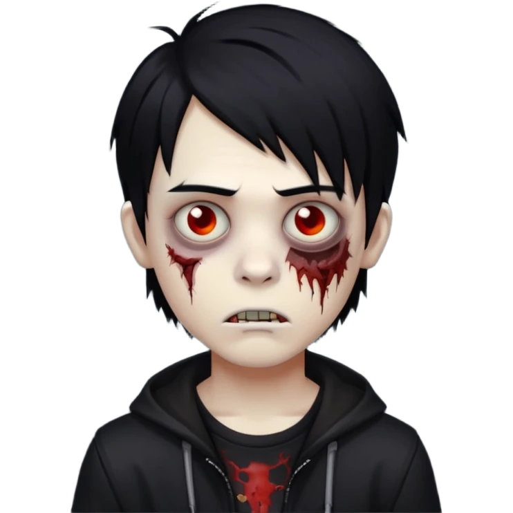 boy zombie with black hair emo emoji