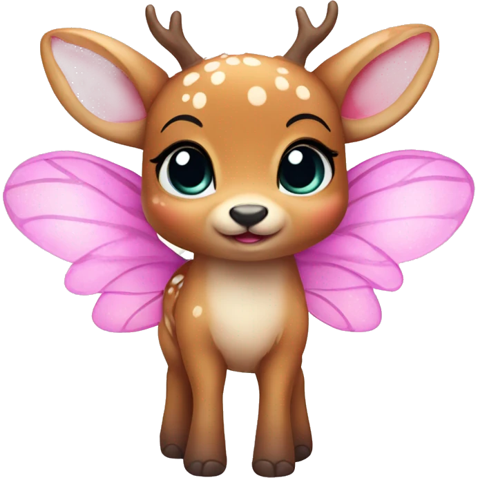 baby deer with fairy wings and a pink bow around its neck  emoji