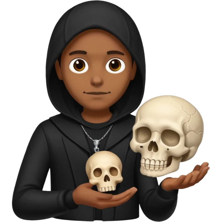 Black clothes fairy brown skin holding a skull emoji