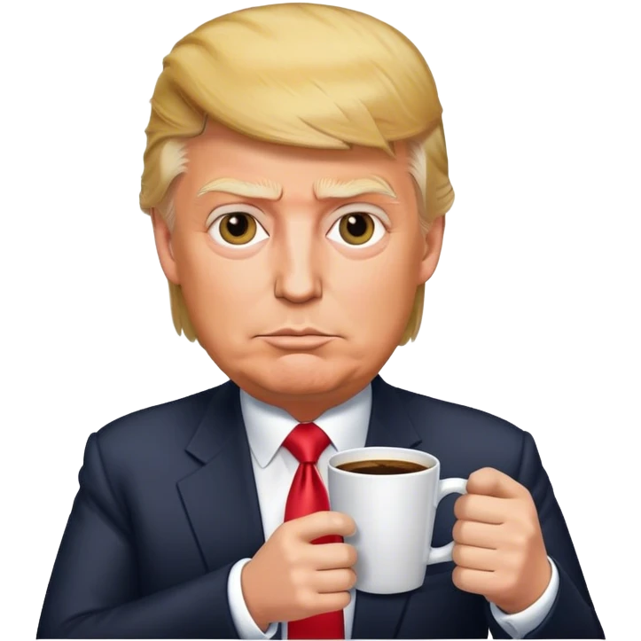 Donald trump with a coffee emoji