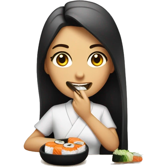 Una chica comiendo sushi pero no le gusta emoji