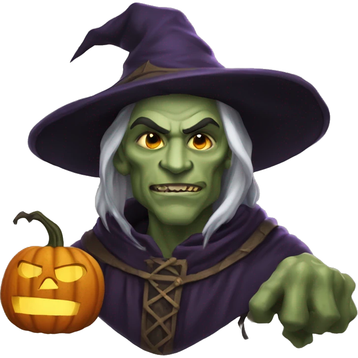 half-orc male wizard necromancer pumpkin emoji