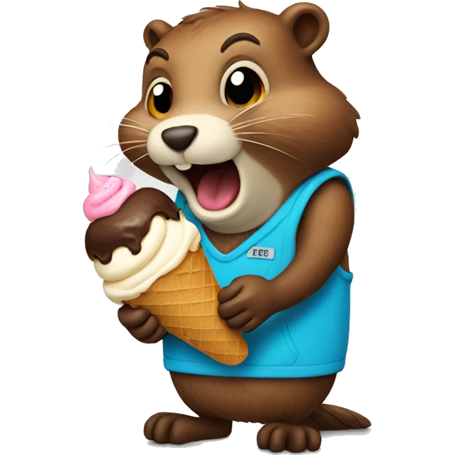Beaver eating ice cream emoji