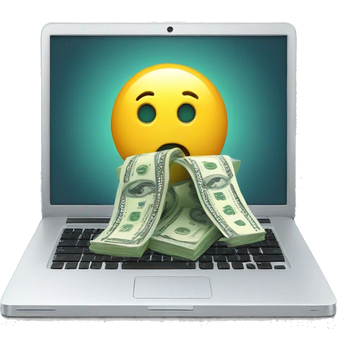 Laptop with money coming out emoji