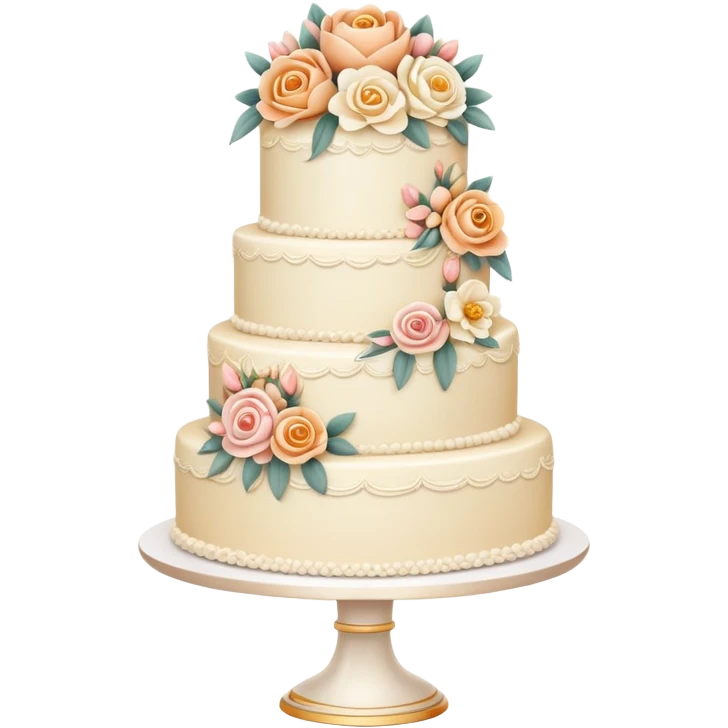 Romantic pastel wedding cake with warm-colored flowers emoji