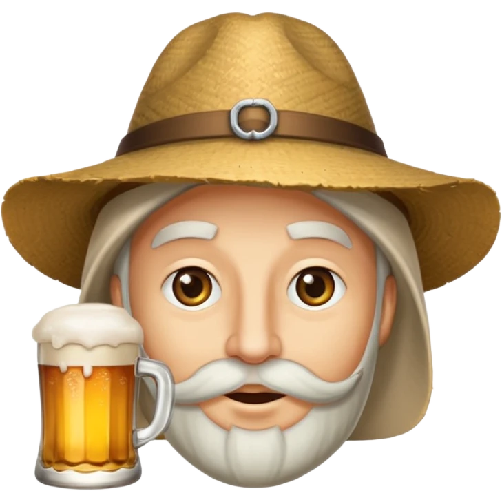 Erstelle das Emoji "zwinkerndes Gesicht" mit Bierkrug und Hut emoji