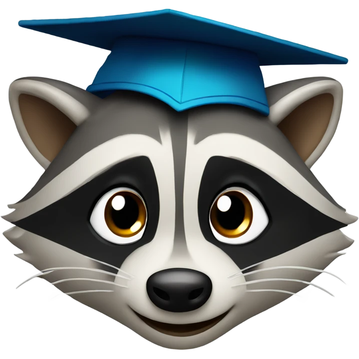 raccoon face wink eyes with graduation hat emoji
