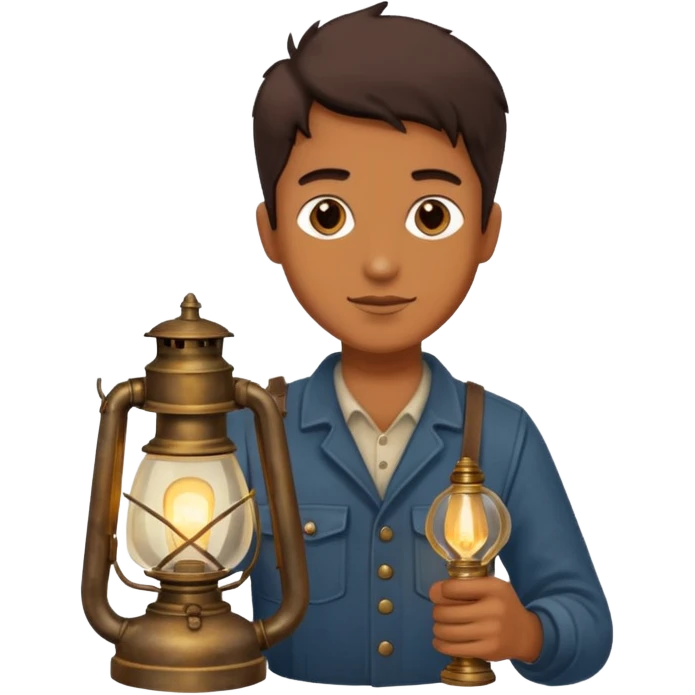 holding vintage gas lamp emoji