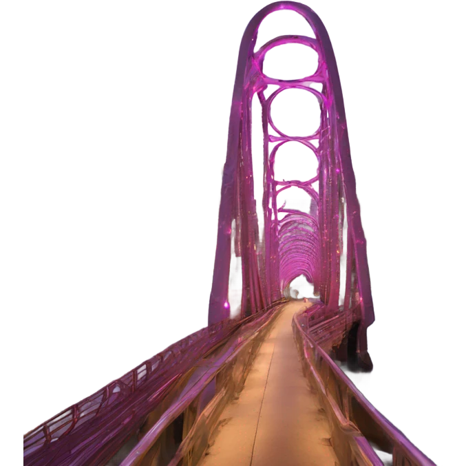 Swirly structural bridge in Chicago with pretty lights emoji
