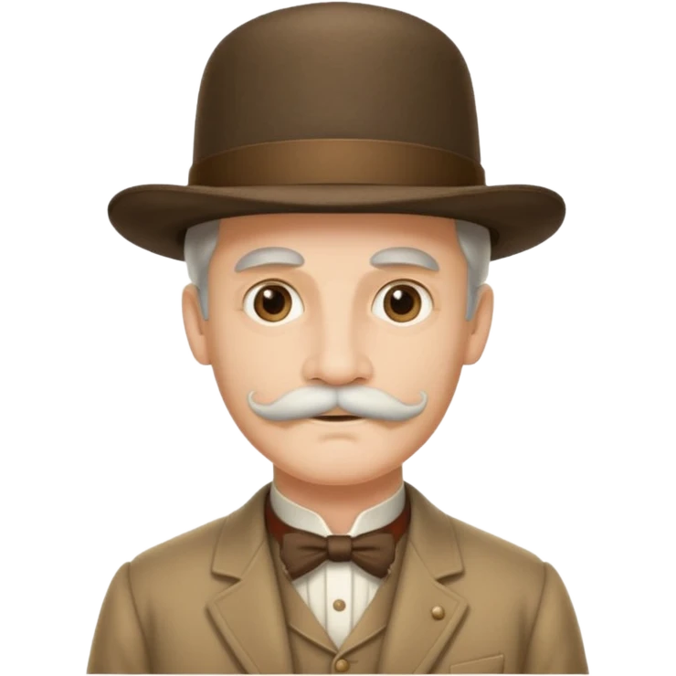 longer white moustachhe and typical 1900 elegant clothes and hat emoji