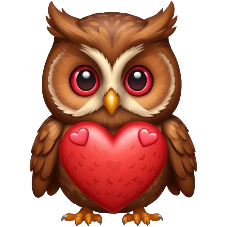Owl holding several hearts emoji