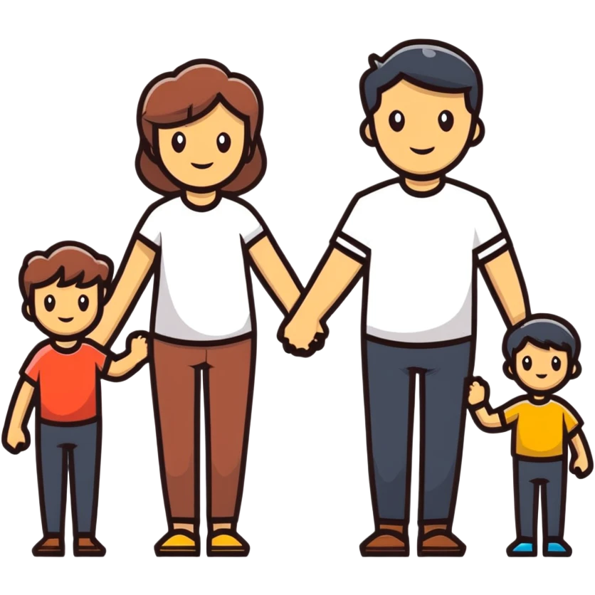 happy family holding hands, simple background, bright colors emoji