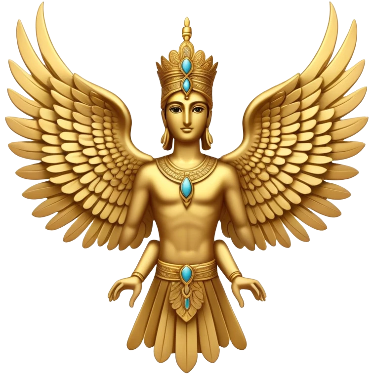 Ancient Persian Faravahar symbol with wings and human figure emoji