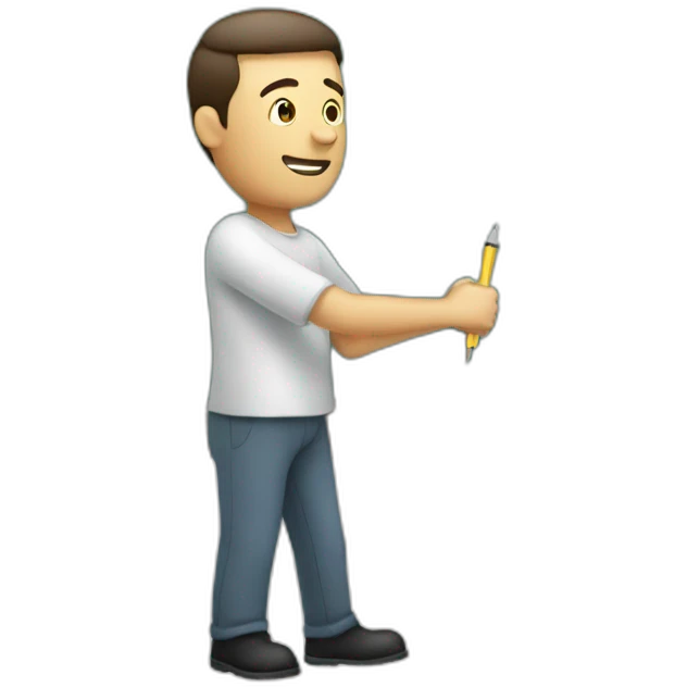 Man writing on a marker board emoji
