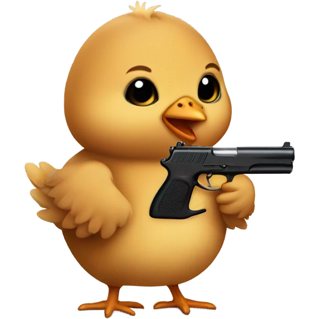 brown baby chick with a gun in his hand emoji
