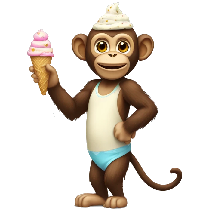 A monkey wearing an ice cream costume ￼ emoji