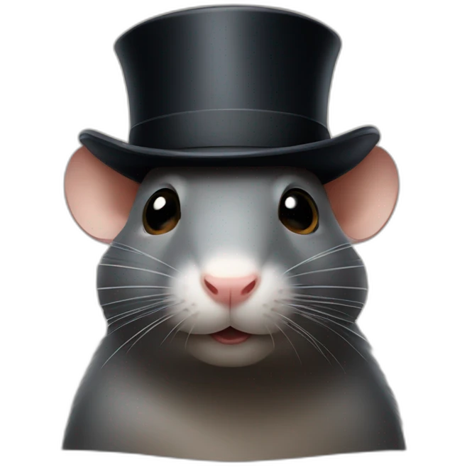 front facing rats face wearing a bowler hat emoji
