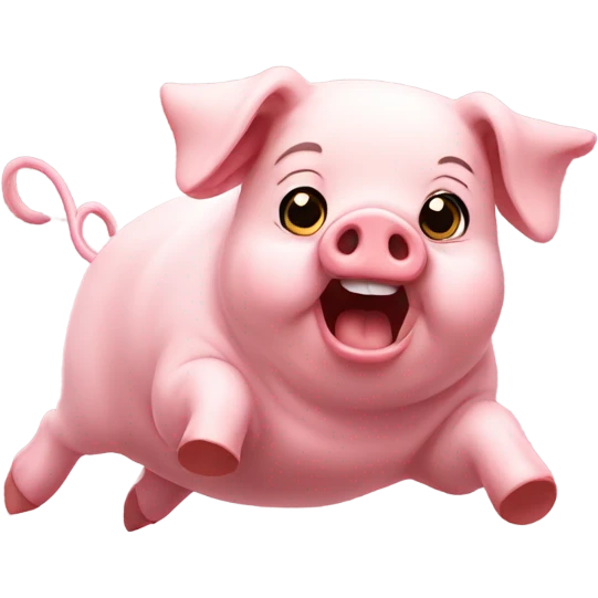 back chick jumping on cute pig head emoji