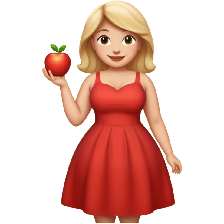 curvy woman in a dress, apple emoji style emoji