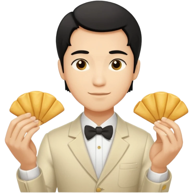 ligth black hair waiter with fortune cookies emoji