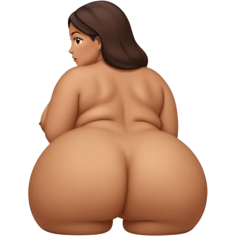 woman facing away from camera, big-round buttcheeks, butt-completely out and showing, plump juicy buttcheeks, woman without clothes, womans full back profile emoji