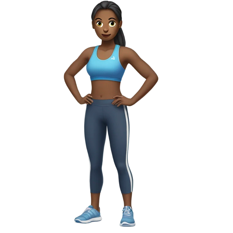 sporty woman in gym outfit seen from front emoji