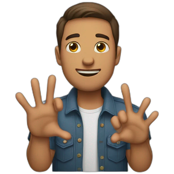 guy doing no hand gesture emoji