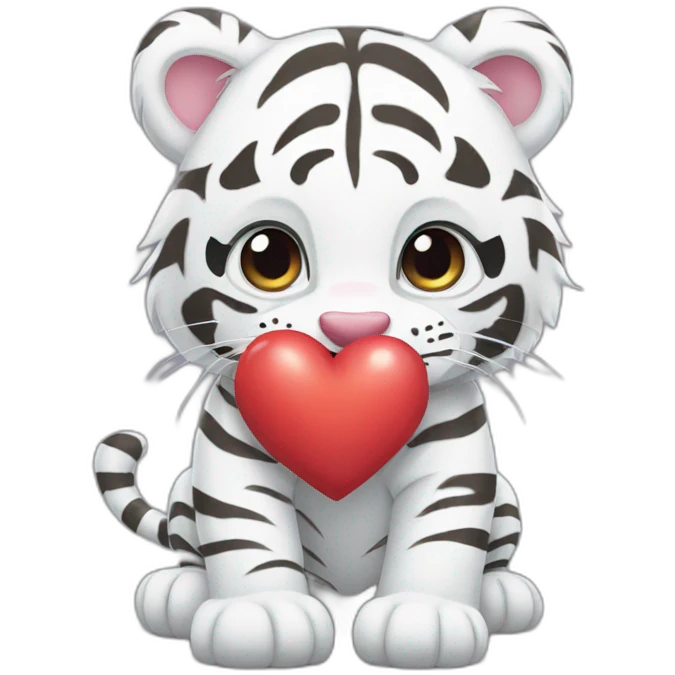 White Tiger with Heart emoji