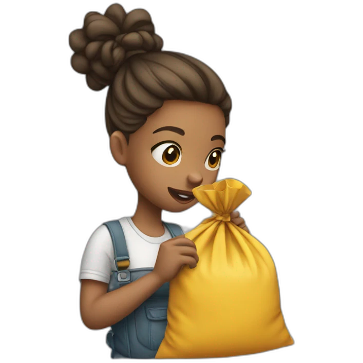 a girl blowing a bag emoji