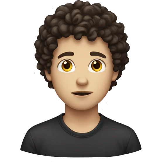 white boy with dark brown curly hair fear emoji