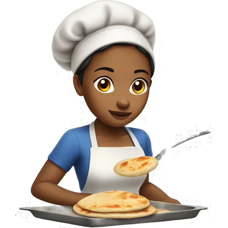 Girl cooking pupusas emoji