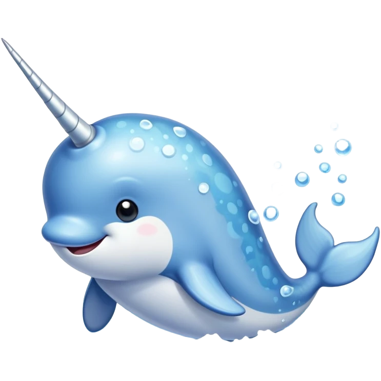 A cute narwhal with its spiraling horn swims through the icy waters, spreading joy and magic emoji
