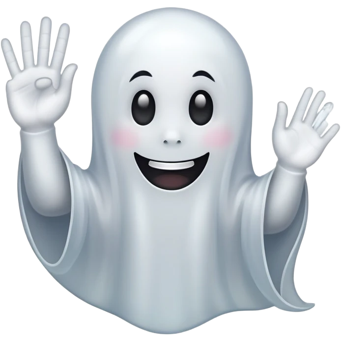 Ghost with hand showing OK, in 10px for reaction in masseges chat emoji
