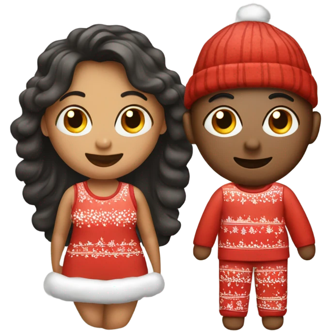 Couple with matching christmas pijamas emoji