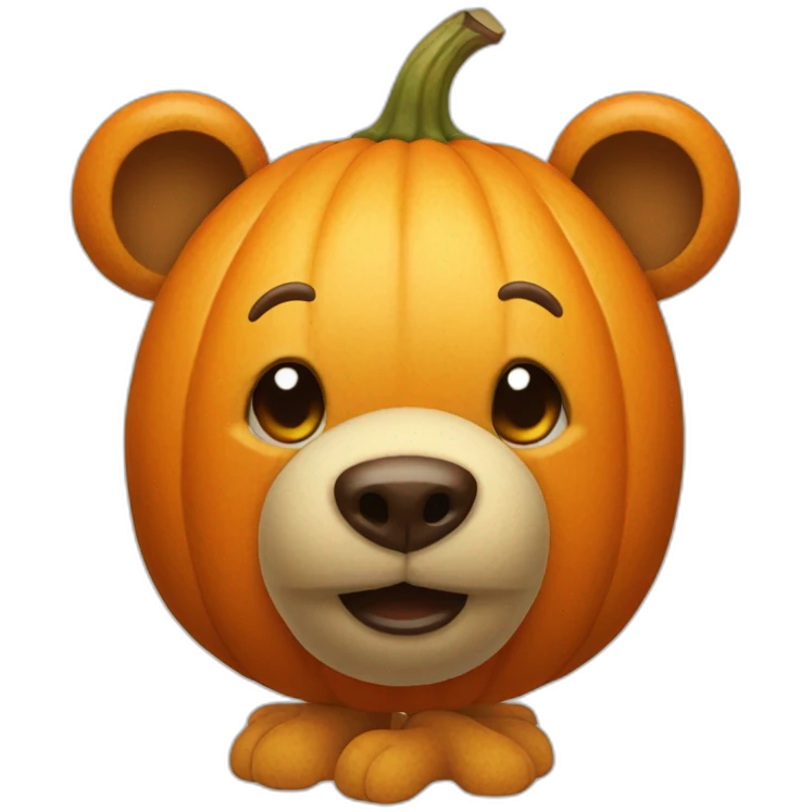 Bipedal bear with head made out of Pumpkin Pie emoji
