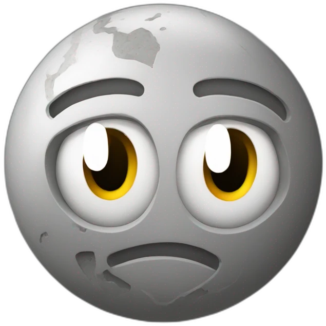 3d sphere with a cartoon stonecutter texture with big kind eyes emoji