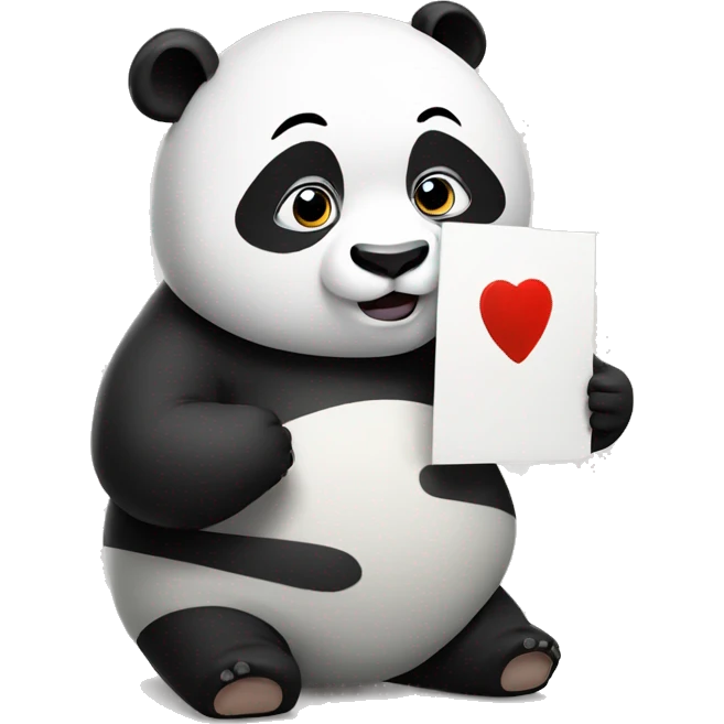 A fat panda holding a sign saying sad emoji