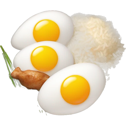 rice bowl with two eggs and two chicken drumstick emoji