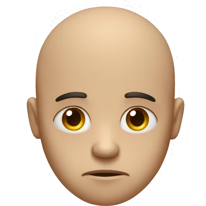Very sad bald emoji with very big frown and big forehead emoji