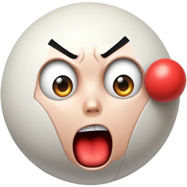 Cartoon-style punching ball hitting a shocked face, transparent background. emoji