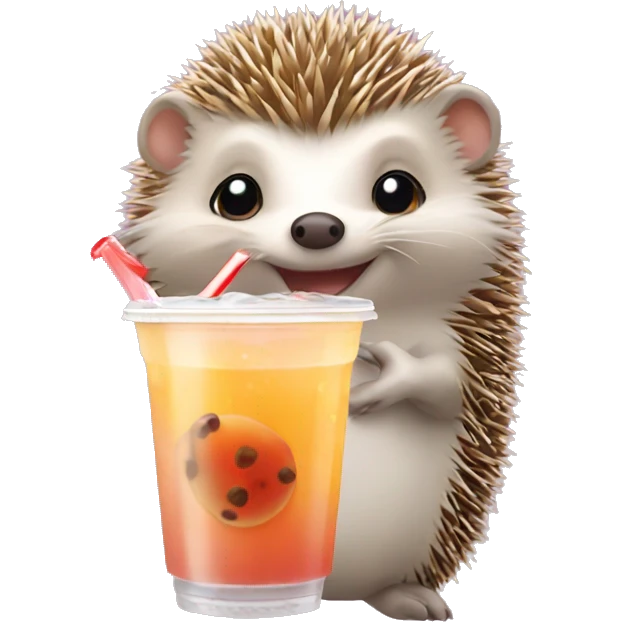 hedgehog drinking bubble tea emoji