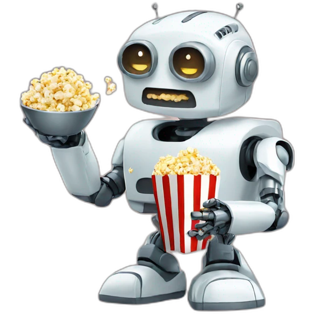 robot eating popcorn emoji