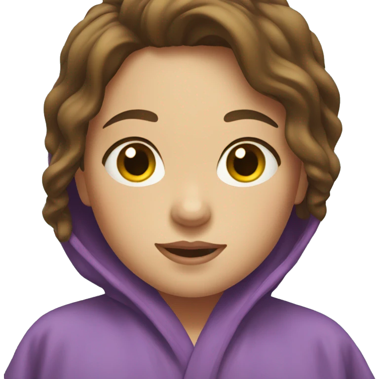 A girl with brown hair in the shower with a robe on emoji
