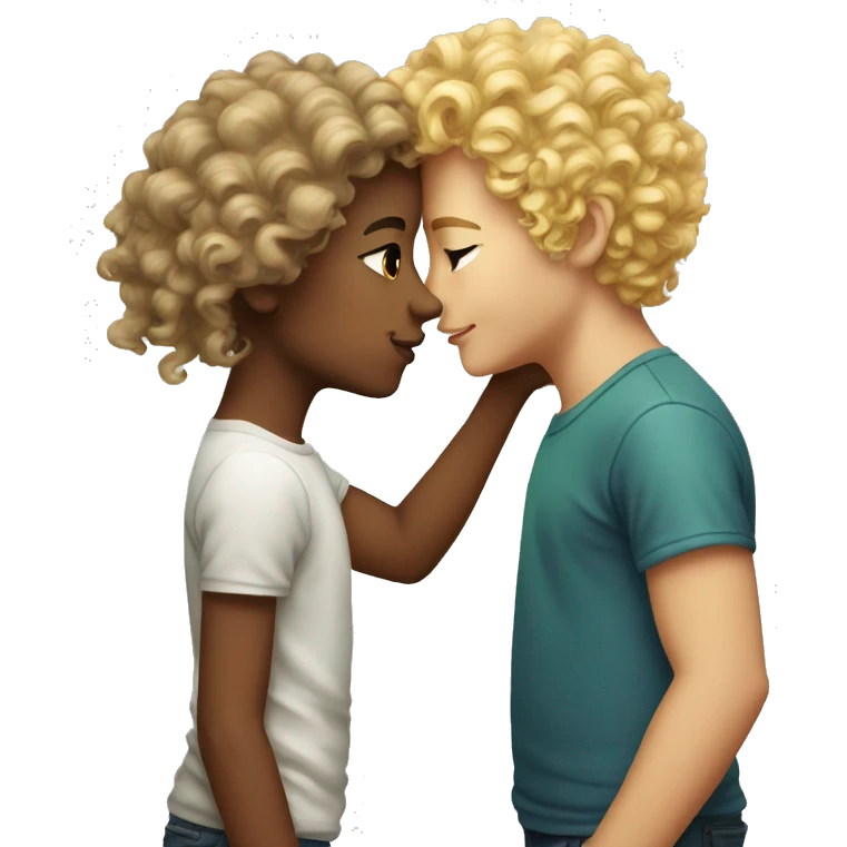 girl rainbow hair kissing boy with blonde perm  emoji
