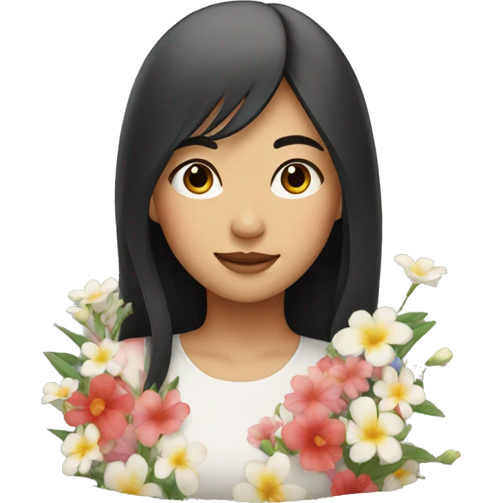 Asian girl with flowers emoji