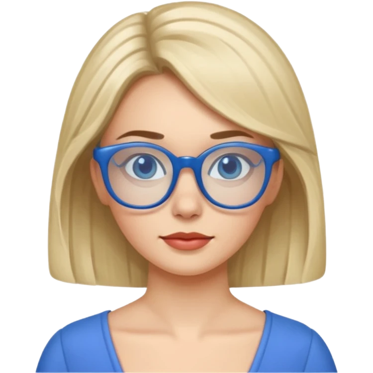 blue glasses and blue dressed woman emoji