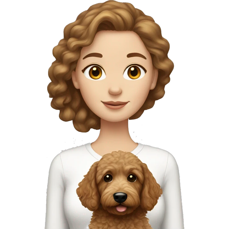 brown haired white girl with mini goldendoodle  emoji