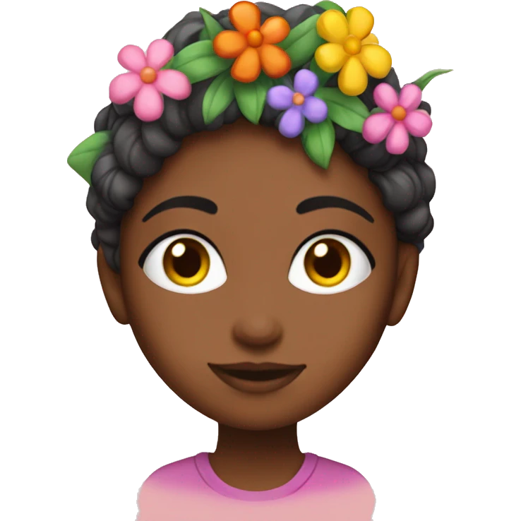 una chica vendiendo flores de colorro emoji