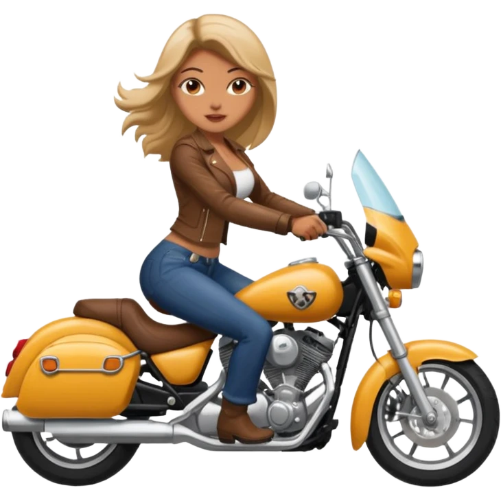 woman with big breasts riding a motorcycle emoji